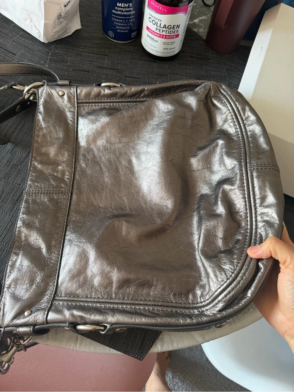 Coach Metallic Brown Leather Shoulder Bag